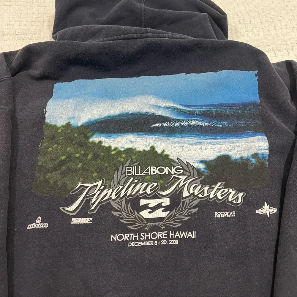 Billabong Pipeline Masters 2008 Zip Hoodie Faded Black XL Surf Hawaii - Picture 6 of 7
